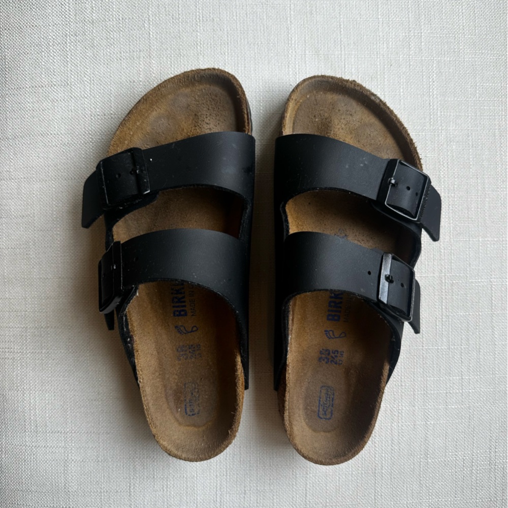 Birkenstock Black Synthetic Leather Sandals / 38